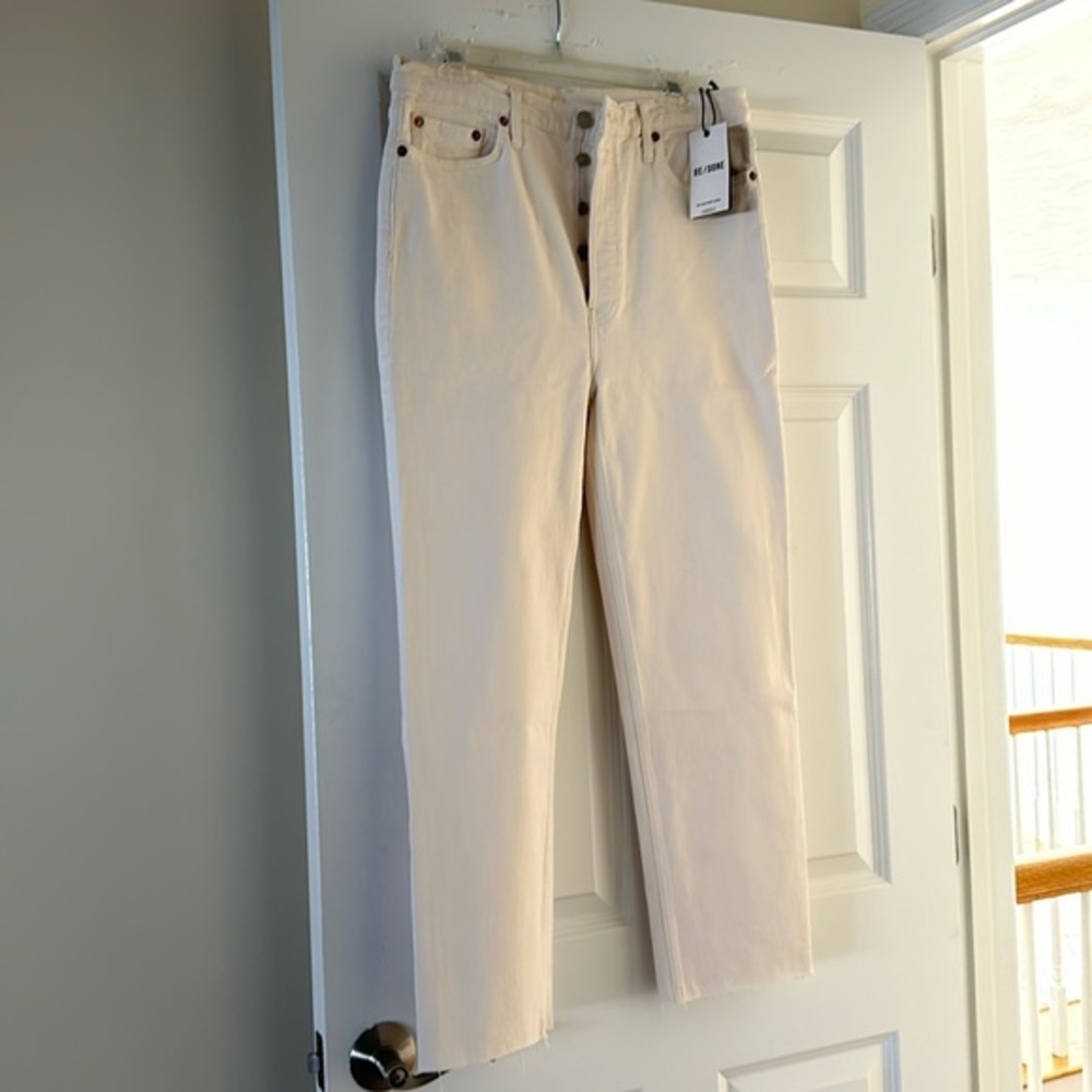 RE/DONE High Rise Stove Pipe Jeans  (Denim Age 20+) Button Fly - 31 ECRU- BNWT